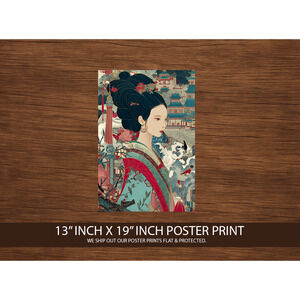Oriental Lady Art Print 13x19 – Traditional Asian Poster – Elegant Historical